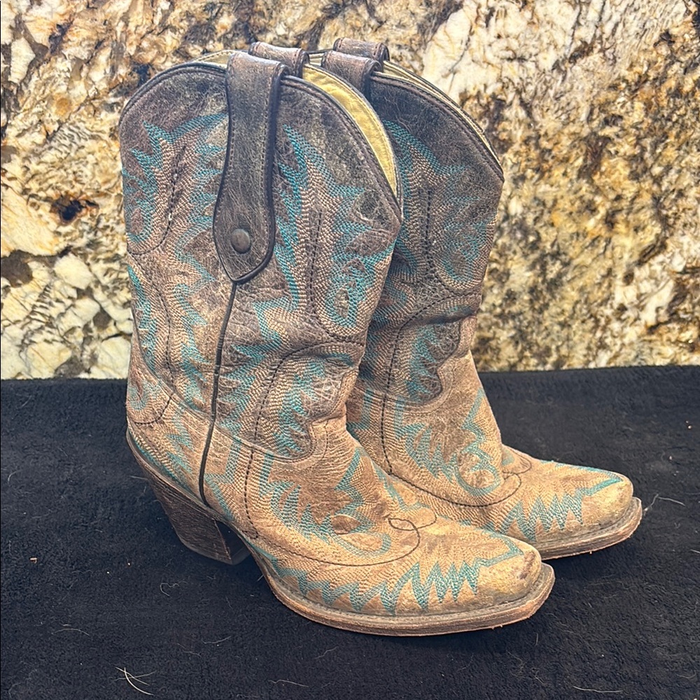 Brown and Blue Western Boots